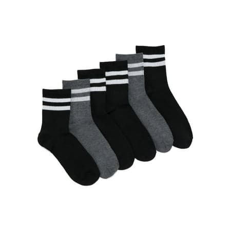 No Boundaries Women's Ribbed Mid Crew Socks, 6-Pack, Women's, Shoe Sizes 4-10