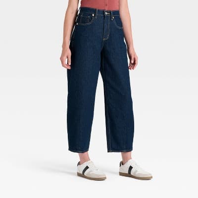 Women's High-Rise Easy Barrel Ankle Jeans - Universal Thread™ Rinse Dark Wash 16
