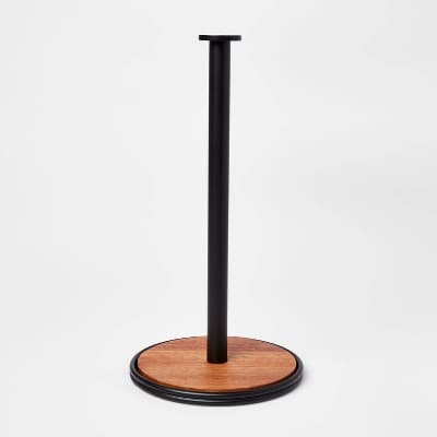 Wood Paper Towel Holder Black - Threshold™: Freestanding Kitchen Holder, Wood & Steel, 13" Height, Spot Clean