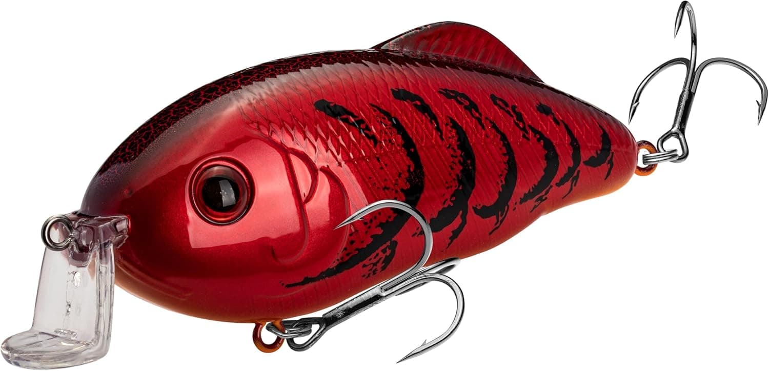 Strike King Hybrid Hunter Jr. Fishing Lure, Shallow Diving Crankbait, 90-Degree Bill, 3D Eyes, Rattle, Dives 2 to 4-Feet, 1/2-Ounce, Size 4 & 6 Treble Hooks