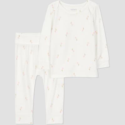 Carter's Just One You® Baby Girls' 2pc Floral Comfy Soft Top & Bottom Set - Ivory 9M
