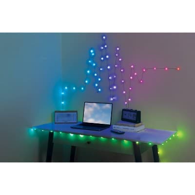 West & Arrow 30' Flexible Strand Dot Lights Sound Reactive with Remote Control USB Powered Red/Blue/Green