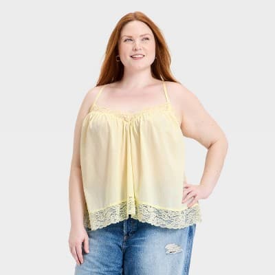 Women's Lace Cami - Universal Thread™ Yellow XXL