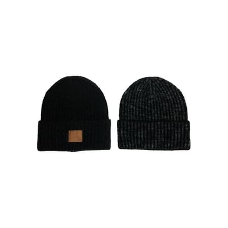 No Boundaries Mens 2-Pack Beanie, Black, One Size