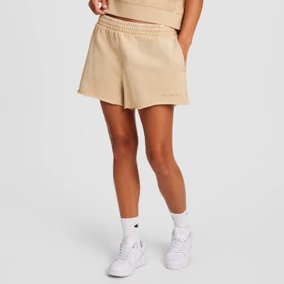 Champion Women's Vintage Wash Fleece Shorts - Tan S