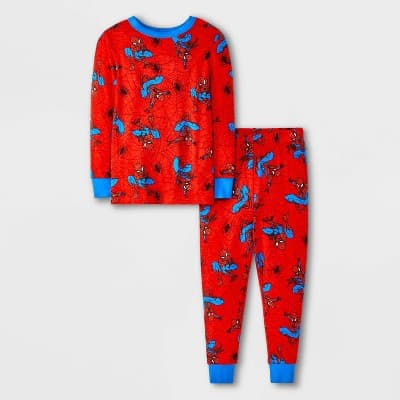 Toddler Boys' 2pc Spider-Man Long Sleeve Viscose Snug Fit Pajama Set - Red 12M