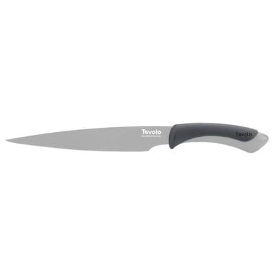 Tovolo Comfort Grip 8.5" Slicing Knife Oyster Gray 14013-201: High Carbon Stainless Steel Blade, Dishwasher-Safe