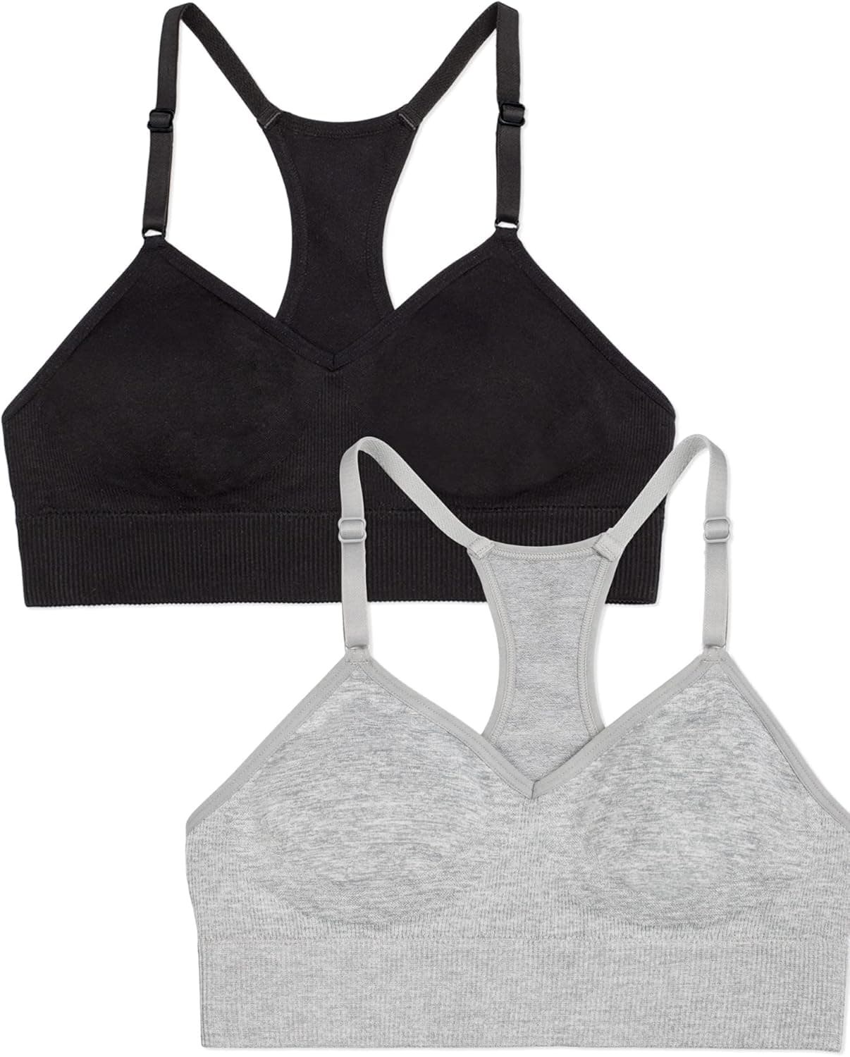 Fruit of The Loom Girls' Sports Bras - 2 Pack Seamless Racerback