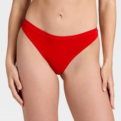 Women's Luxury Collection Luxe Stretch Thong Underwear - Auden™ Red M