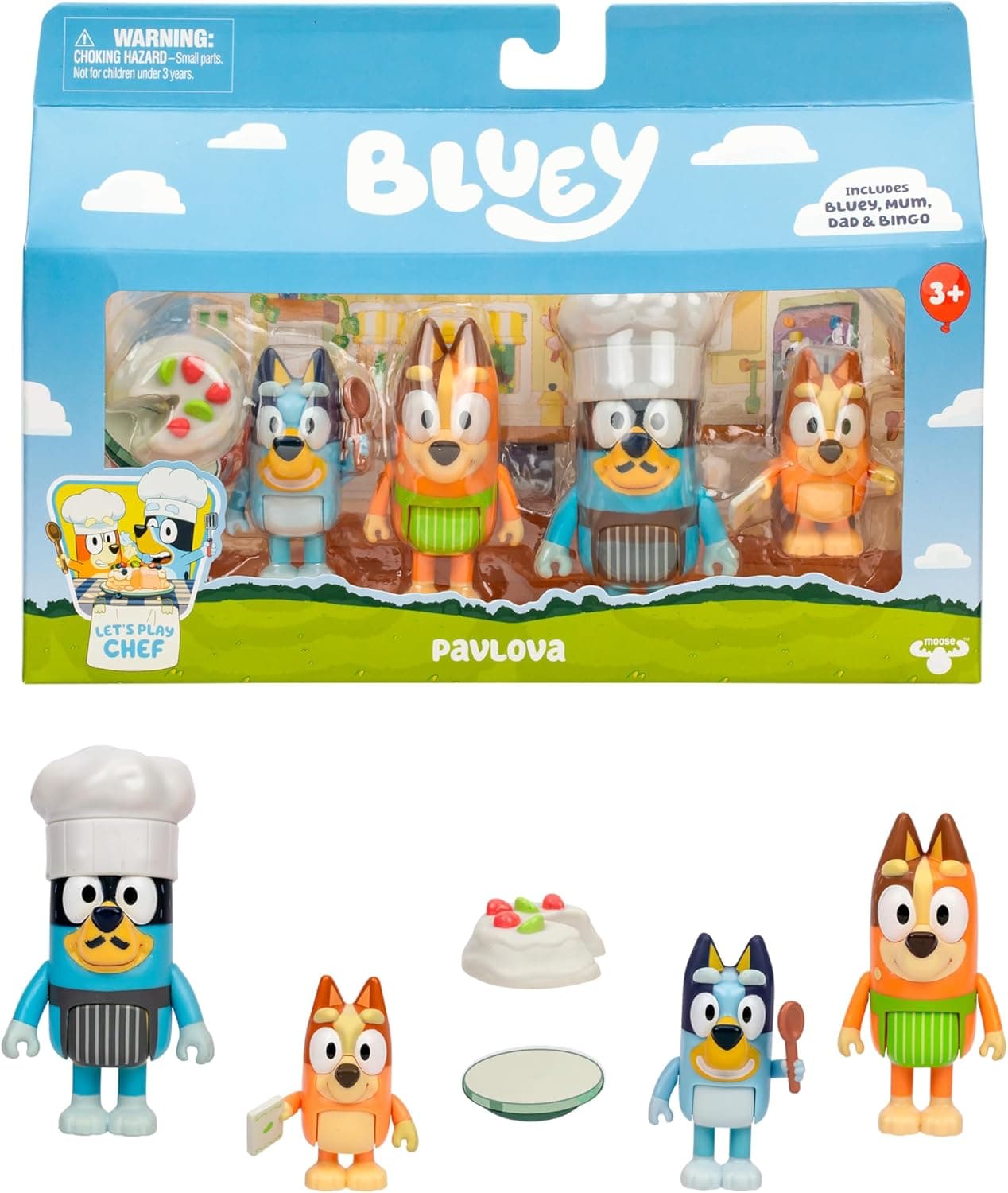 Bluey 4-Pack Toy Figure Playset - Let's Play Chef!