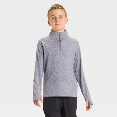 Boys' Soft Stretch 1/4 Zip Pullover - All In Motion™ Gray XXL