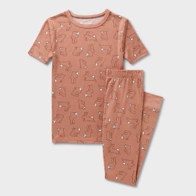 Kids' 2pc Easter Bunnies Tight Fit Pajama Set - Cat & Jack™ Brown 8