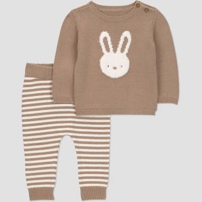 Carter's Just One You® Baby Boys' 2pc Bunny Sweater Top and Pants Set - Tan 3M