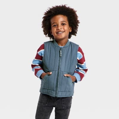 Toddler Boys' Puffer Vest - Cat & Jack™ Gray 3T