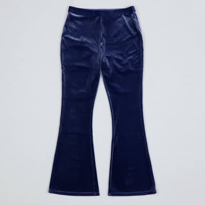 Owillo® Girls' Velour Flare Pants - Blue M