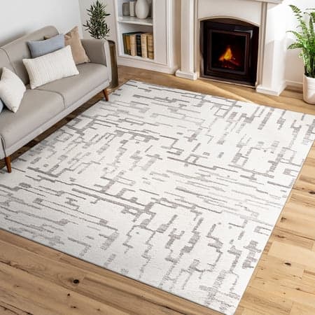 Bliss Rugs Artisan Shag Contemporary 9' x 12' Ivory and Gray Indoor Area Rug