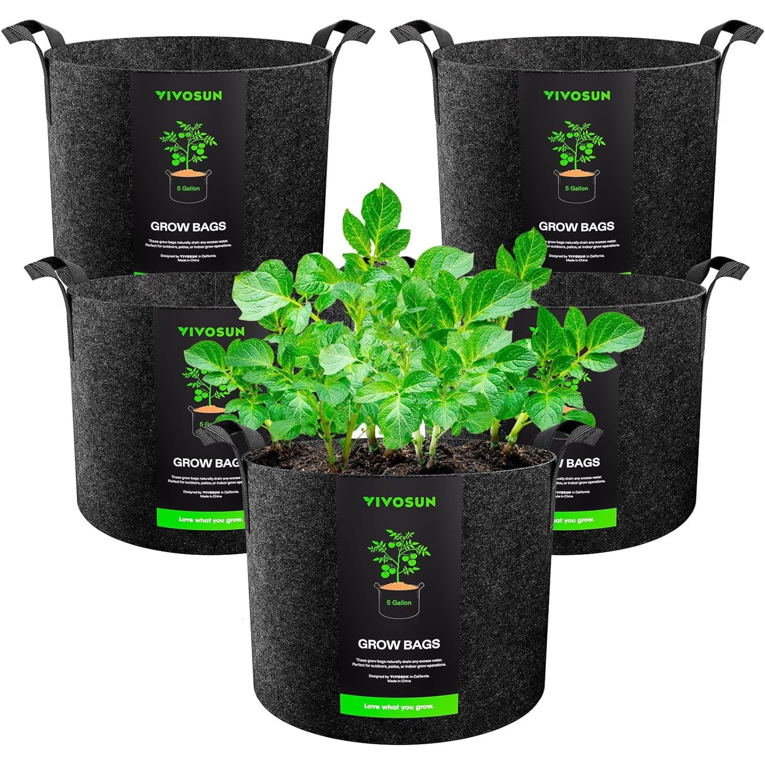 5-Pack of Vivosun 5-Gallon Grow Bags for $14 on Amazon