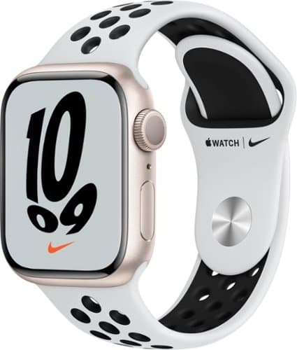 Refurbished Apple Watch Nike Series 7 (GPS) 41mm Starlight Aluminum Case with Pure Platinum/Black Nike Sport Band - Starlight - (2021)
