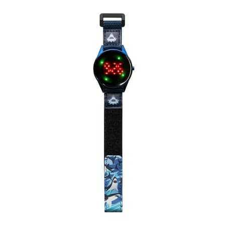 Wonder Nation Boys Round LED Dial Shark Print Velcro Kids Digital Watch, Blue