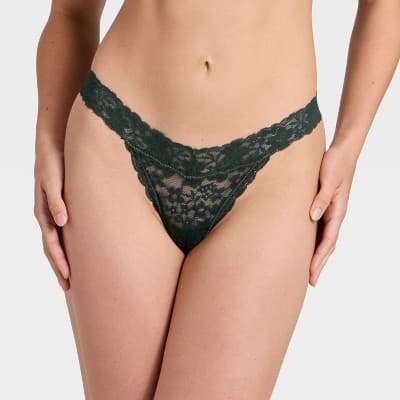 Women's All Over Lace Thong Underwear - Auden™ Dark Green XL