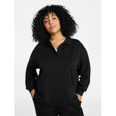Terra & Sky Women's Plus Size Scuba Knit Layering Top with Long Sleeves, Sizes 0X-5X