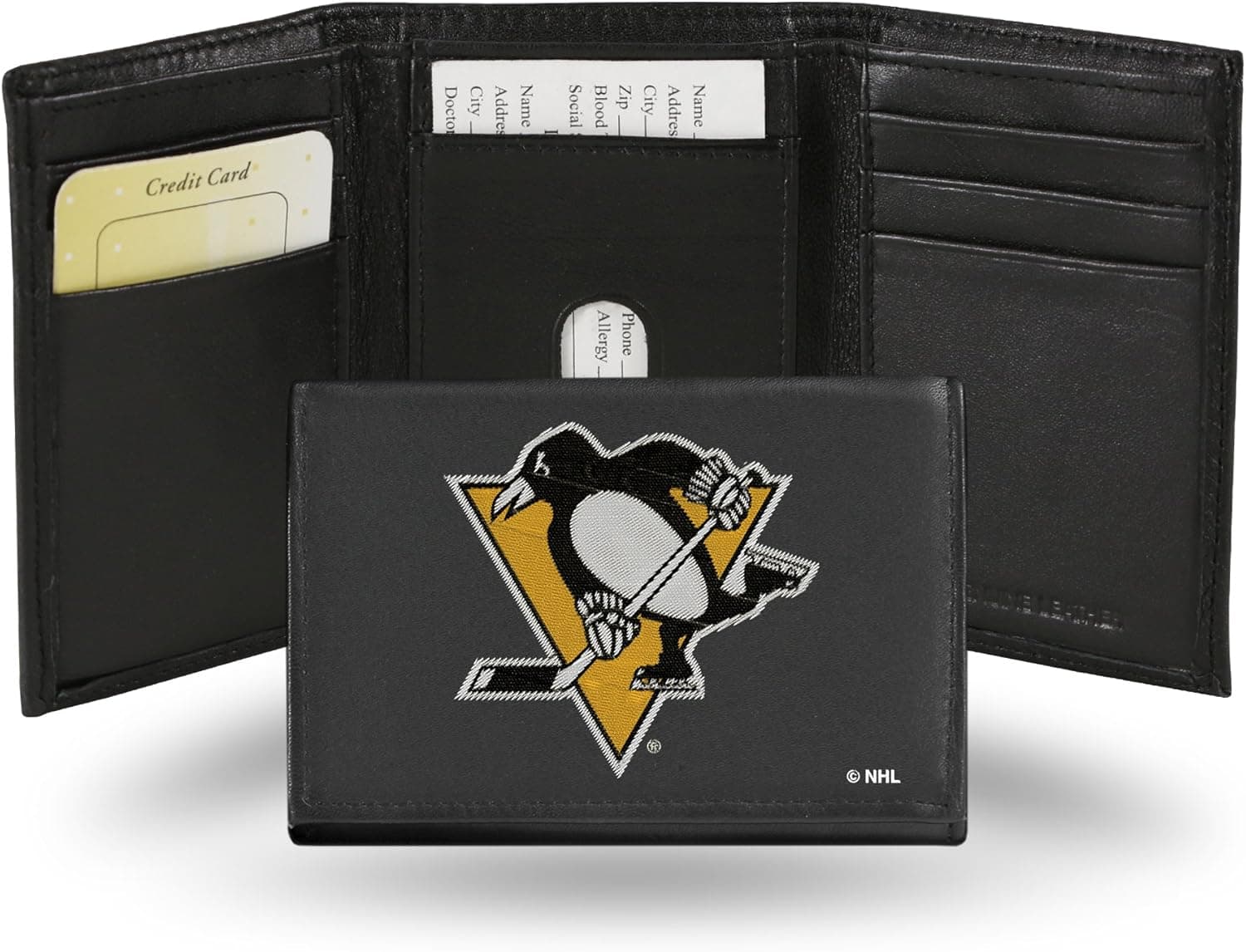 Save on NHL Embroidered Leather Wallet - Pittsburgh Penguins