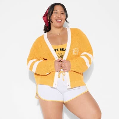 Women's Game Day V-Neck Button-Front Cardigan - Wild Fable™ Yellow Gold 3X