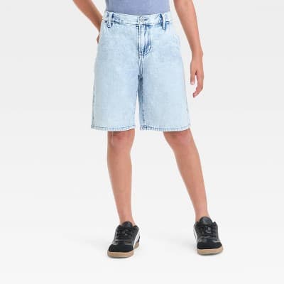 Boys' Loose Jean Shorts - art class™ Light Wash XS: Midweight Denim, Adjustable Waistband, At Knee Length