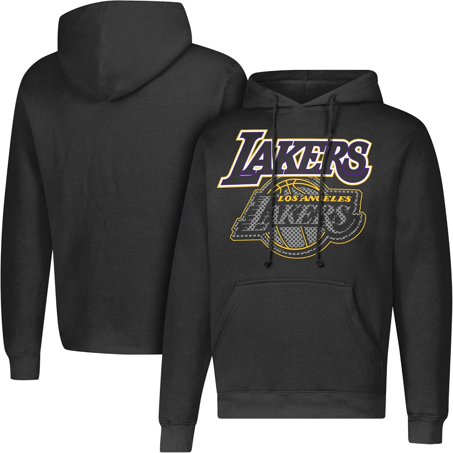 Ultra Game Men's NBA Official Primo Metallic Fleece Hoodie Sweatshirt, Los Angeles Lakers, Black, Medium
