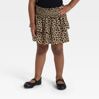Toddler Girls' Tiered Skirt - Cat & Jack™ Animal Print 2T