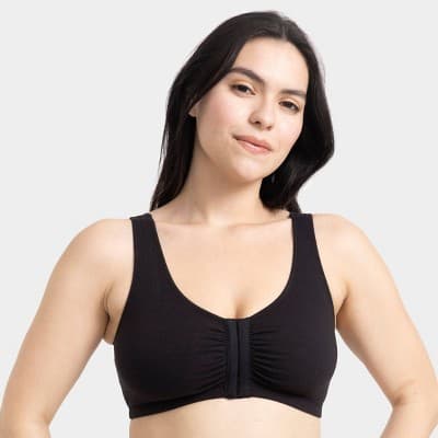 Fruit of the Loom Women's Unbelievably Soft Cotton Front-Close Bra - Black XL