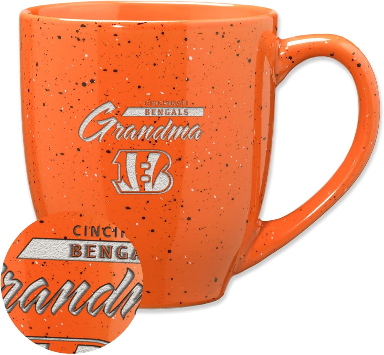 Rico Industries NFL Football Cincinnati Bengals Grandma Orange 16 oz Team Color Laser Engraved Ceramic Coffee Mug