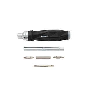 Kobalt 4" Magnetic Ratcheting Multi-Bit Screwdriver Set for $10 + Free Shipping
