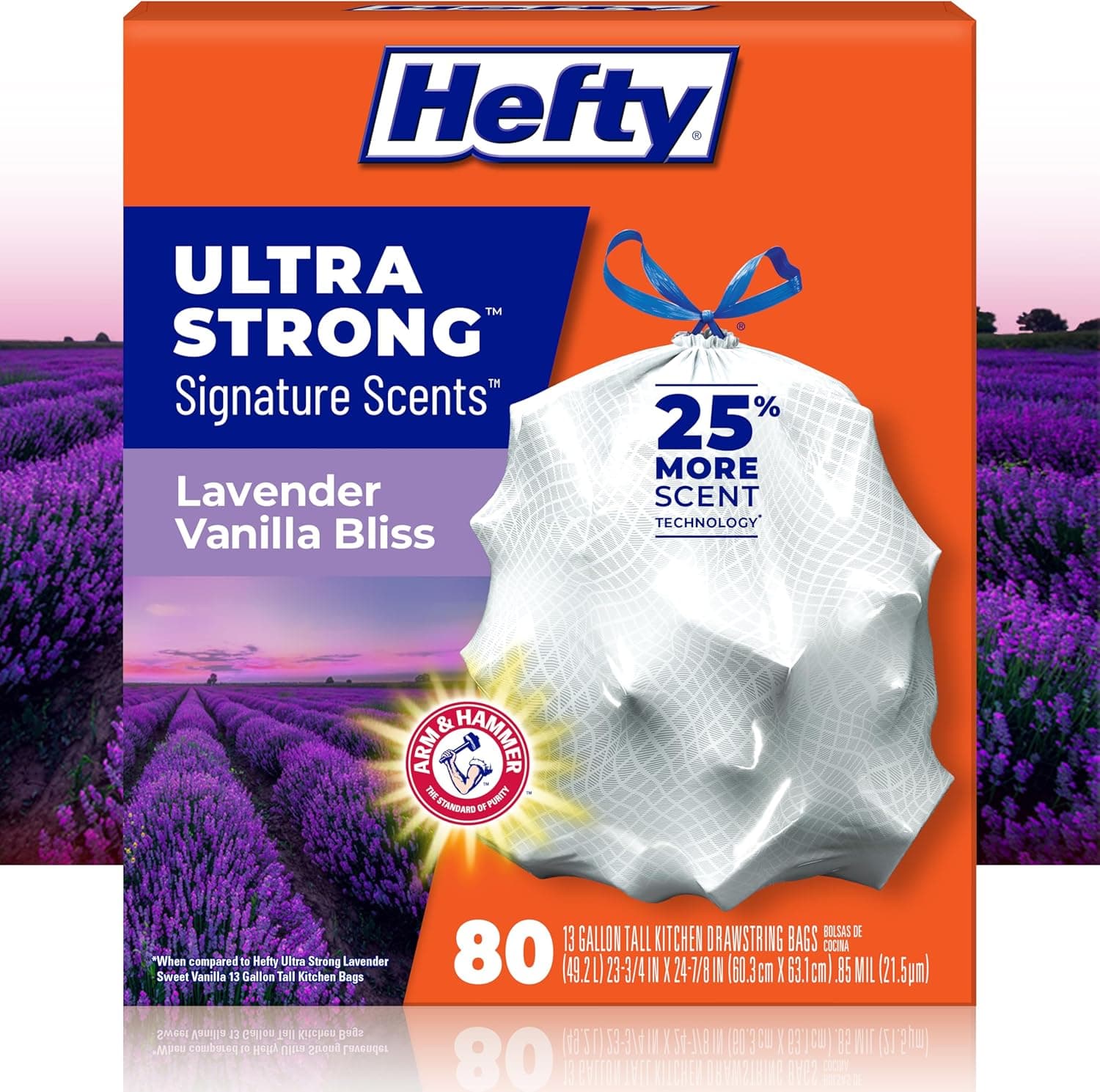 Hefty Ultra Strong Lavender Vanilla Trash Bags - 80 Count