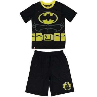 LEGO Batman Big Boys’ 2-Piece Polyester T-Shirt & Short Pajama Set, Black/Yellow, 8