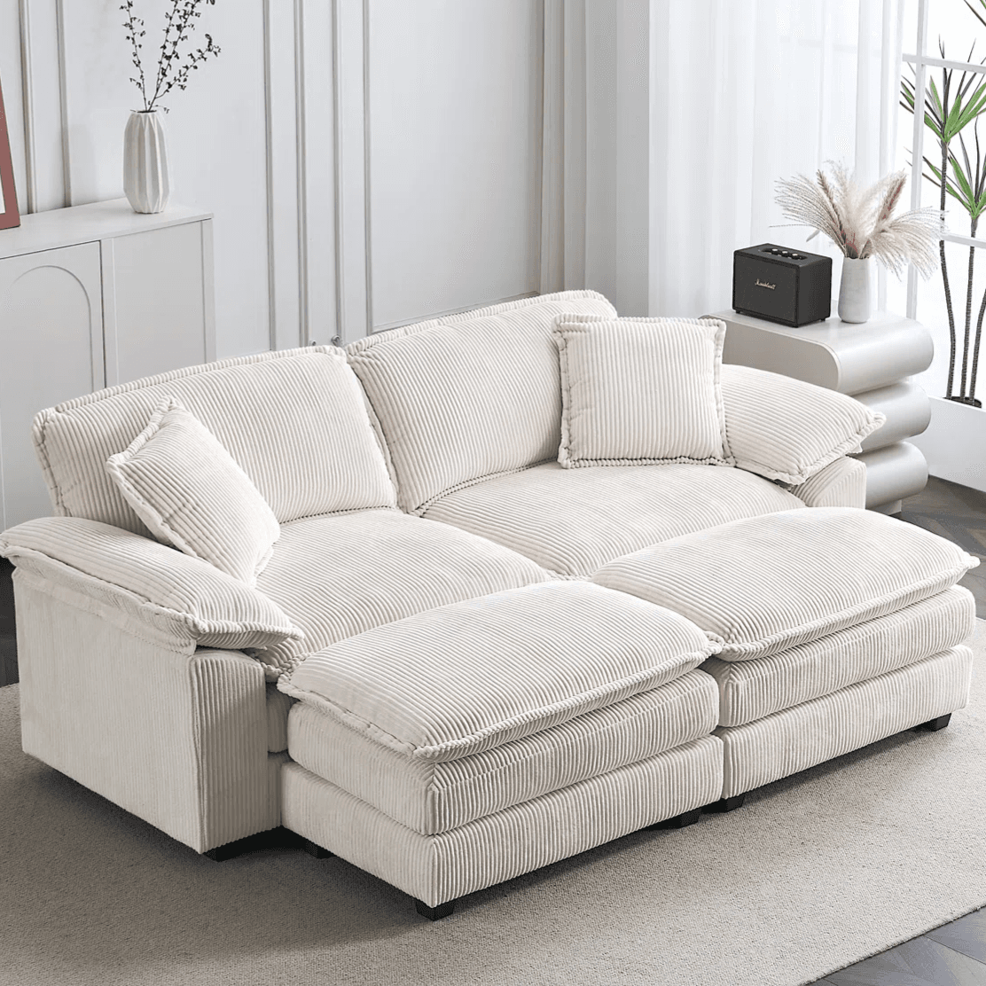 Corduroy Cloud Sofa with Ottomans - Comfort and Style for $440