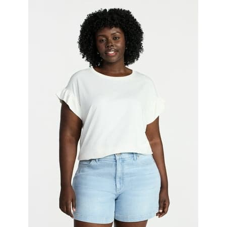 Terra & Sky Women's Plus Ruffle Short Sleeve Tee, Sizes 0X-5X