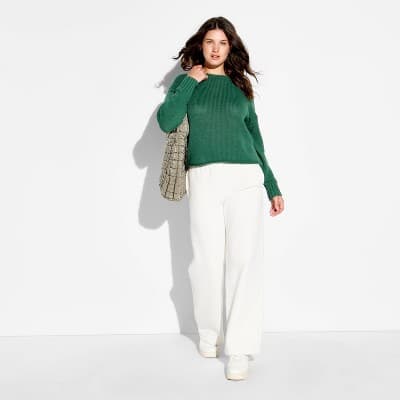 Women's Off the Shoulder Sweater - Wild Fable™ Dark Green S