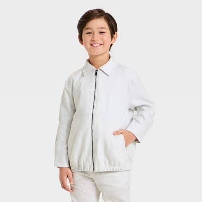 Boys' Linen Suit Bomber Jacket - Cat & Jack™ Light Gray L