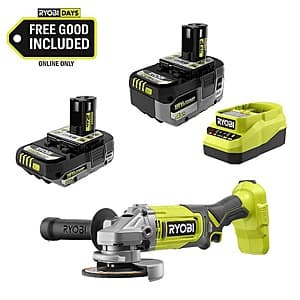Ryobi 18V Angle Grinder Kit with Batteries and Charger for $99