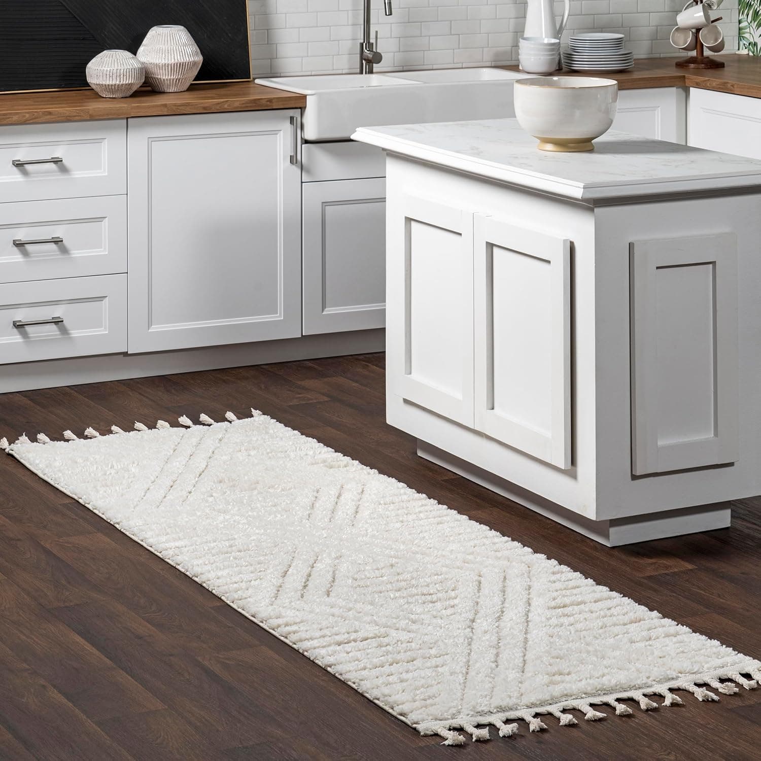 Nuloom Risette Ivory Geometric Runner - Soft, Textured, Durable