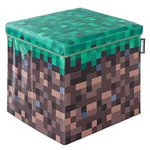 Minecraft Pixel Grass Block Collapsible Storage Ottoman: $10