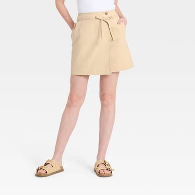 Women's Mini Wrap Skirt - Universal Thread™ Tan 12