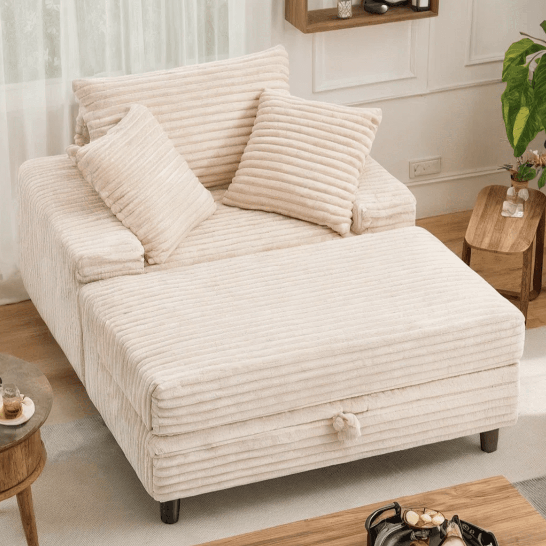 Chaise Lounge with Storage Ottoman from Ebern Designs, 33% Off