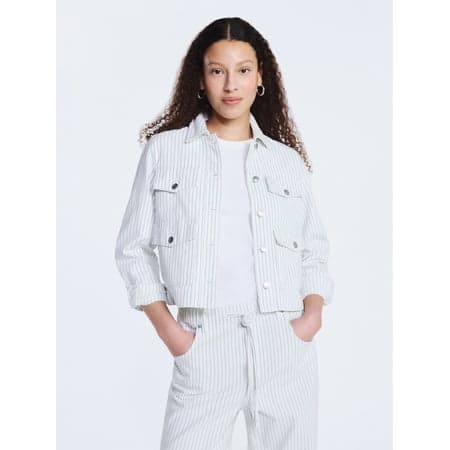 Free Assembly Women's Striped Denim Jacket, Sizes XS-XXL