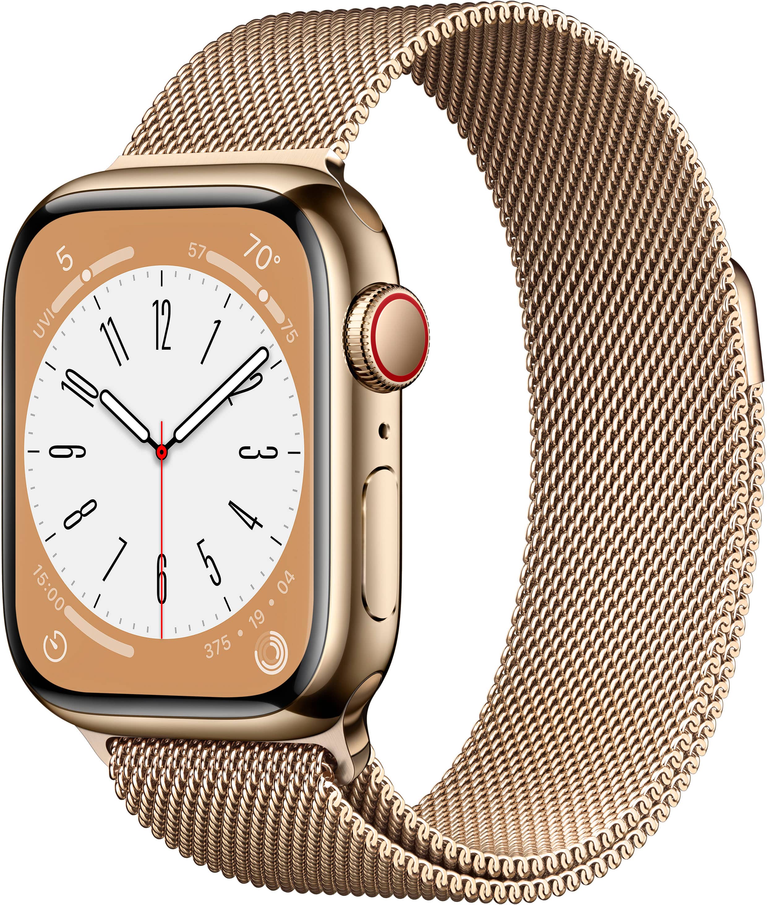 Geek Squad Certified Refurbished Apple Watch Series 8 (GPS + Cellular) 41mm Stainless Steel Case with Gold Milanese Loop - Gold - (2022)
