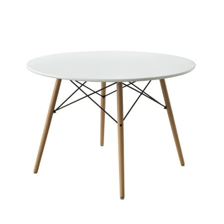 Mainstays 42inch Round Modern Wood Dining Table Mid Century Style, Beech and White Color for Indoor