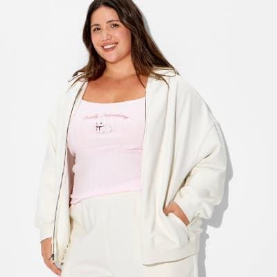 Women's Full Zip Hoodie - Wild Fable™ Cream 1X