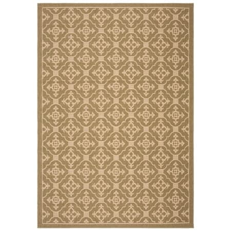 SAFAVIEH Courtyard Alastar Geometric Indoor/Outdoor Area Rug, Green/Creme, 5'3" x 7'7"