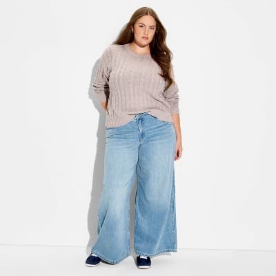 Women's Crewneck Pullover Sweater - Wild Fable™ Gray 2X